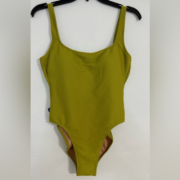J. Crew Long Torso Ribbed Squareneck Green One Piece Swimsuit Sleek Design - Picture 3 of 14